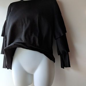 GREAT WOMENS SHIRT TIERED RUFFLE BELL SLEEVE TOP